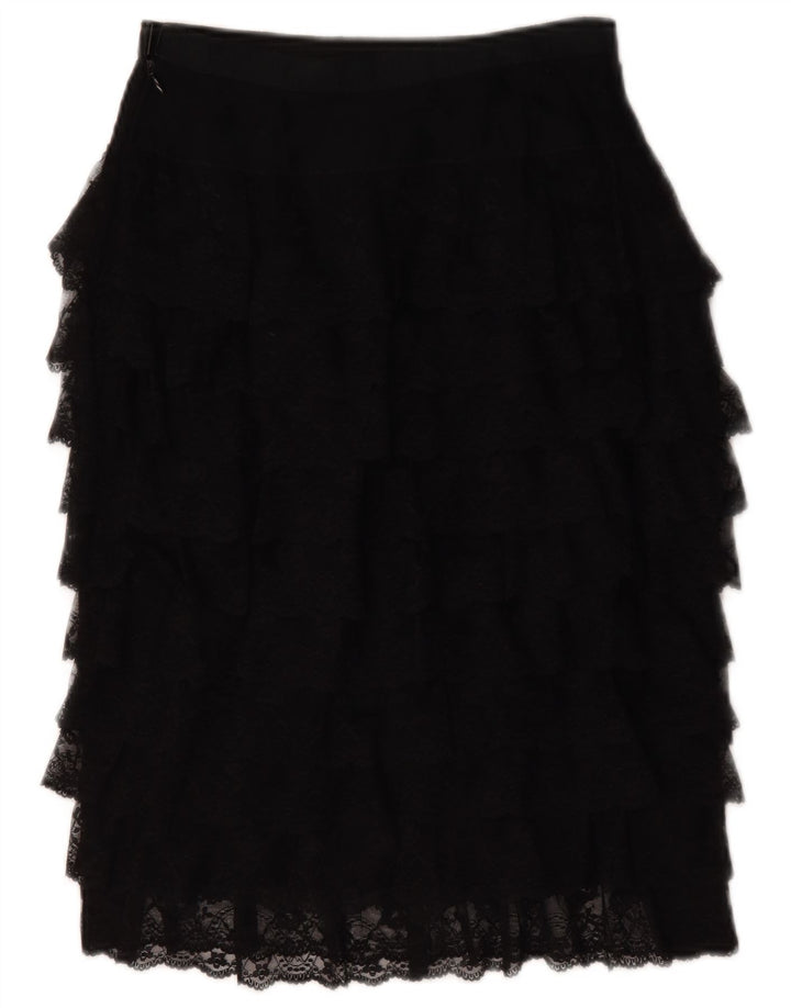 Vintage γυναικεία φούστα See Through Tiered W28 Μεσαίο Μαύρο