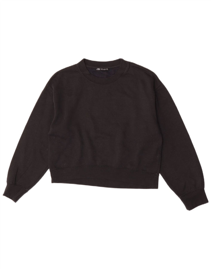 Zara Γυναικεία φούτερ Crop Jumper UK 14 Medium Black Polyester
