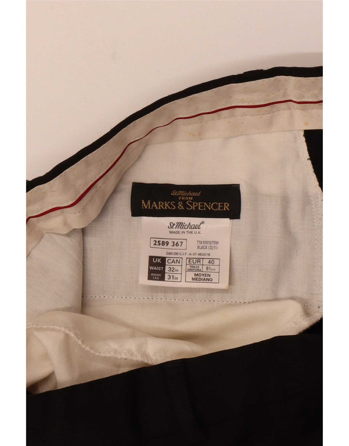 Marks & Spencer Ανδρικό St. Michael ίσιο παντελόνι W32 L28 μαύρο μαλλί
