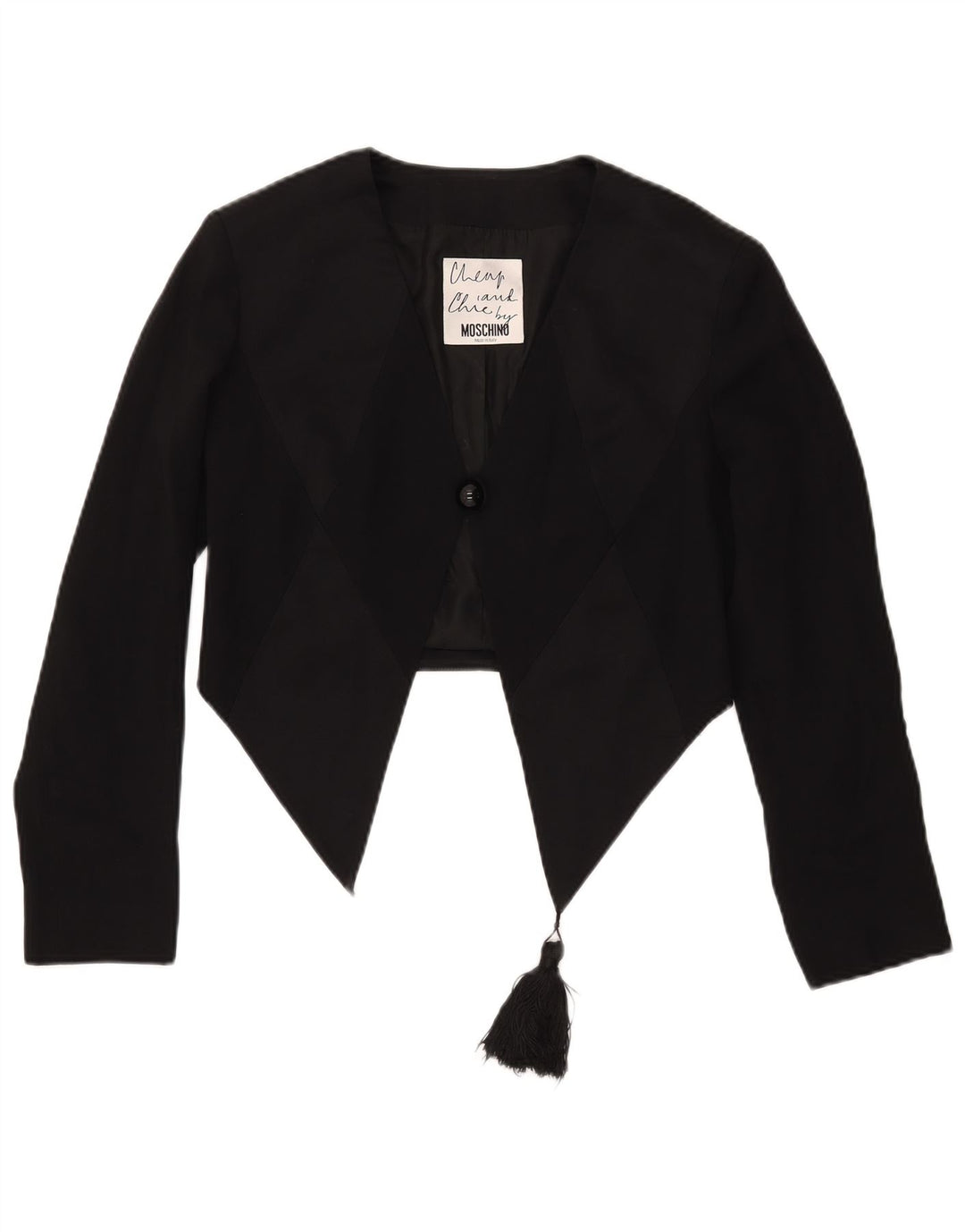 Moschino Γυναικείο Μπουφάν Blazer Crop 1 Button UK 12 Medium Black Acetate