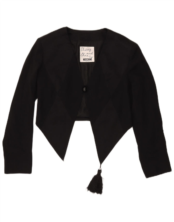 Moschino Γυναικείο Μπουφάν Blazer Crop 1 Button UK 12 Medium Black Acetate