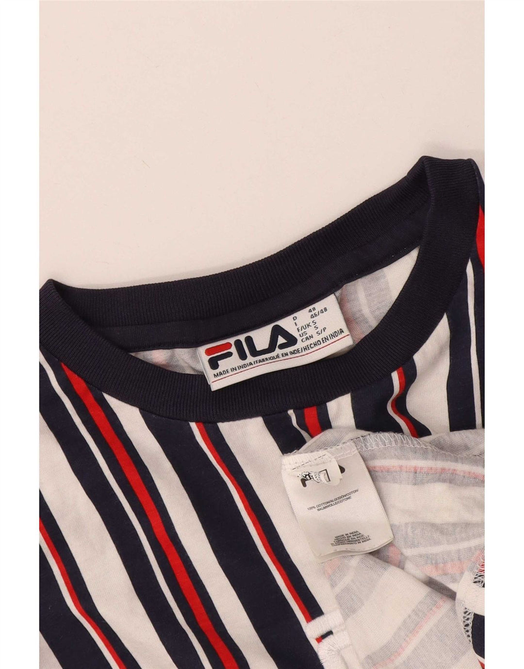 Fila Ανδρικό γραφικό T-Shirt Top Μικρό πολύχρωμο βαμβακερό ριγέ
