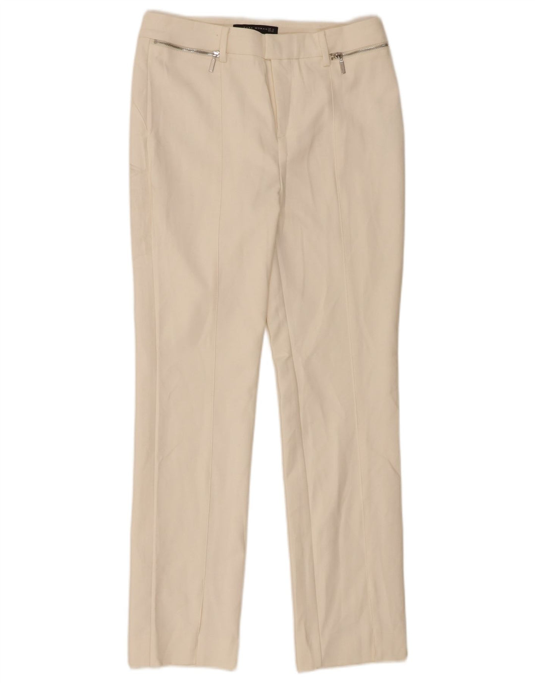 Zara Γυναικείο Slim Casual Παντελόνι Medium W28 L29 Λευκό βαμβακερό