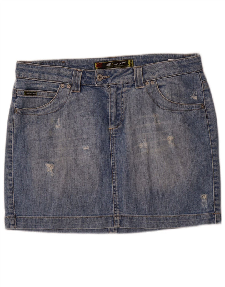 Vintage Γυναικεία Distressed Μίνι Τζιν Φούστα W31 Μεσαίο Μπλε Βαμβακερό