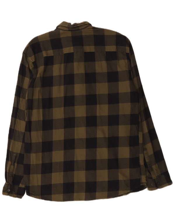 Jack & Jones Mens Flannel Shirt XL Khaki Check Cotton