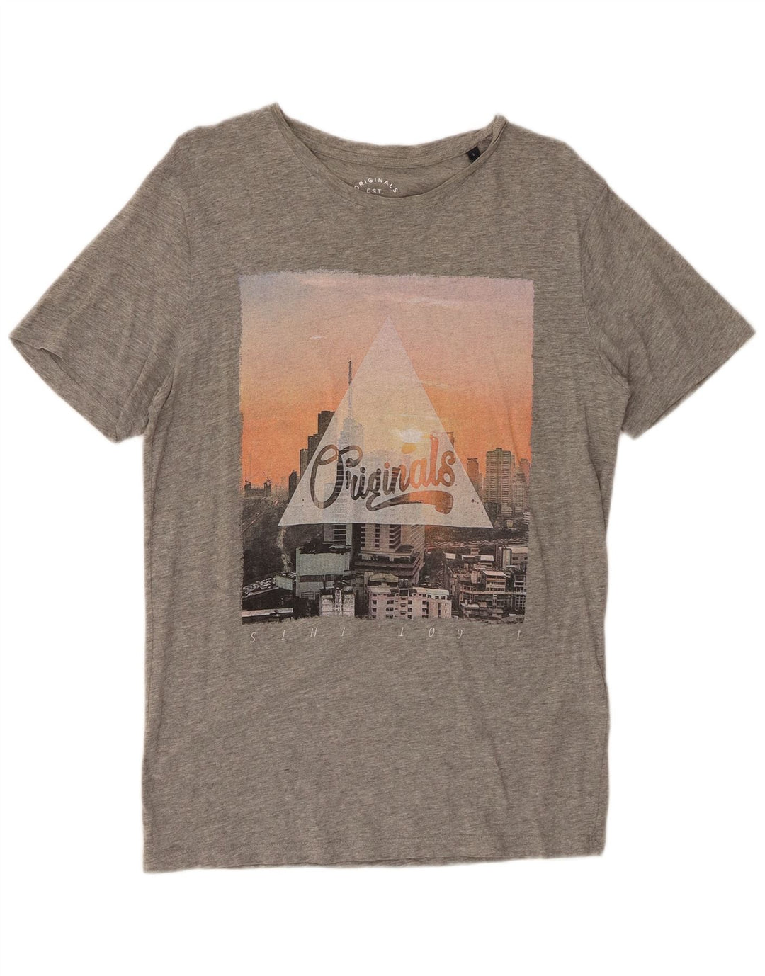 Ανδρικό γραφικό μπλουζάκι JACK & JONES Μπλουζάκι με μεγάλο γκρι βαμβάκι