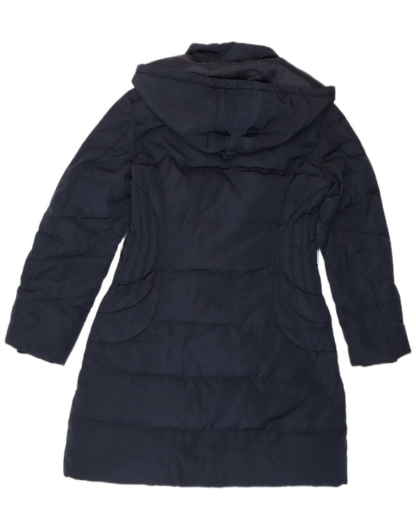 MONSOON Womens Hooded Padded Coat UK 14 Medium Navy Blue Polyester