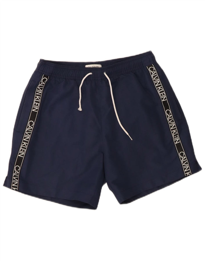 Γραφικό ανδρικό σορτς κολύμβησης Calvin Klein Μικρό Navy Blue Polyester