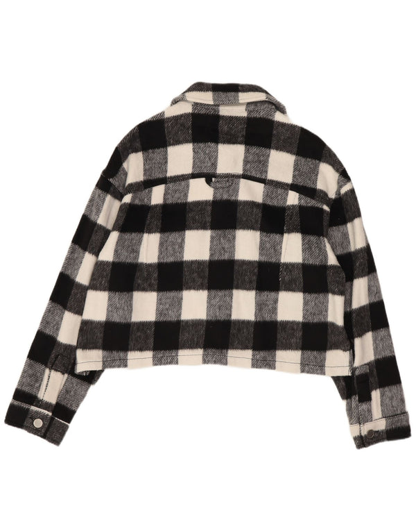 Zara Γυναικείο Μπουφάν UK Oversized Crop Bomber 10 Small Black Gingham Cotton