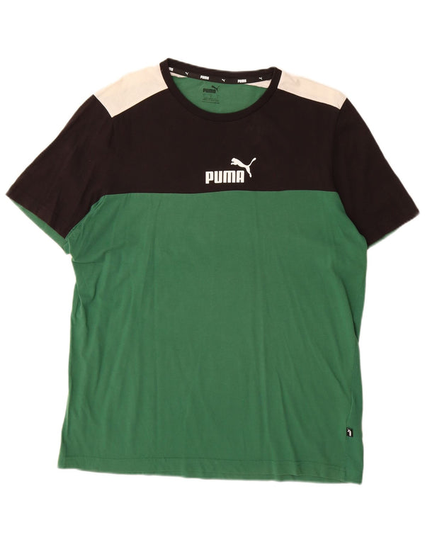 Ανδρικό γραφικό μπλουζάκι Puma Top Large Green Colourblock Βαμβακερό