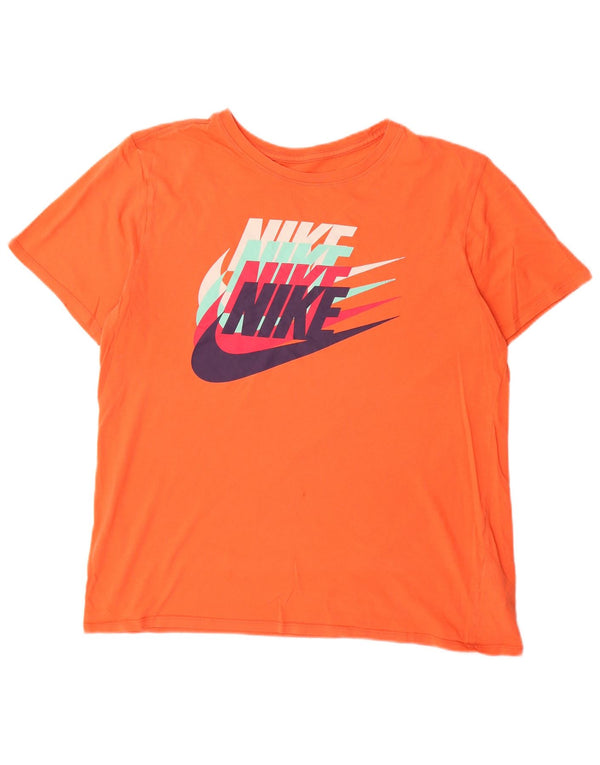Ανδρικό γραφικό μπλουζάκι Nike, μεγάλο πορτοκαλί βαμβακερό