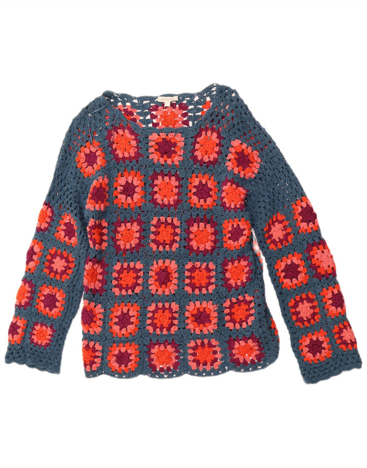 MONSOON Γυναικείο πουλόβερ με βελονάκι με βελονάκι UK 10 Small Blue Check