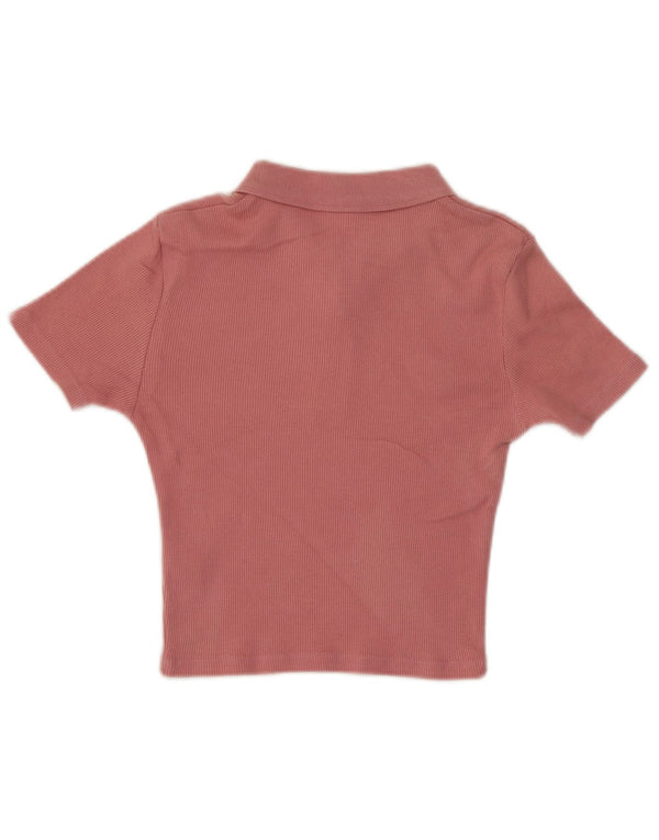 Topshop Γυναικείο πουκάμισο Crop Polo UK 6 XS Ροζ Βαμβακερό
