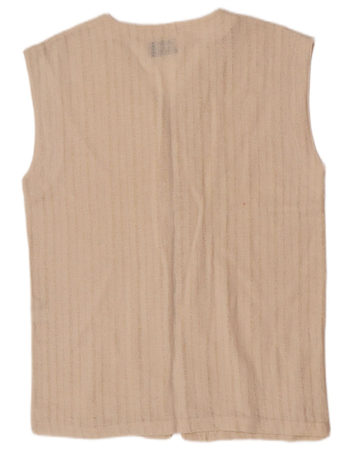 Mills Womens Gilet UK 16 Large Off White ριγέ βαμβακερό