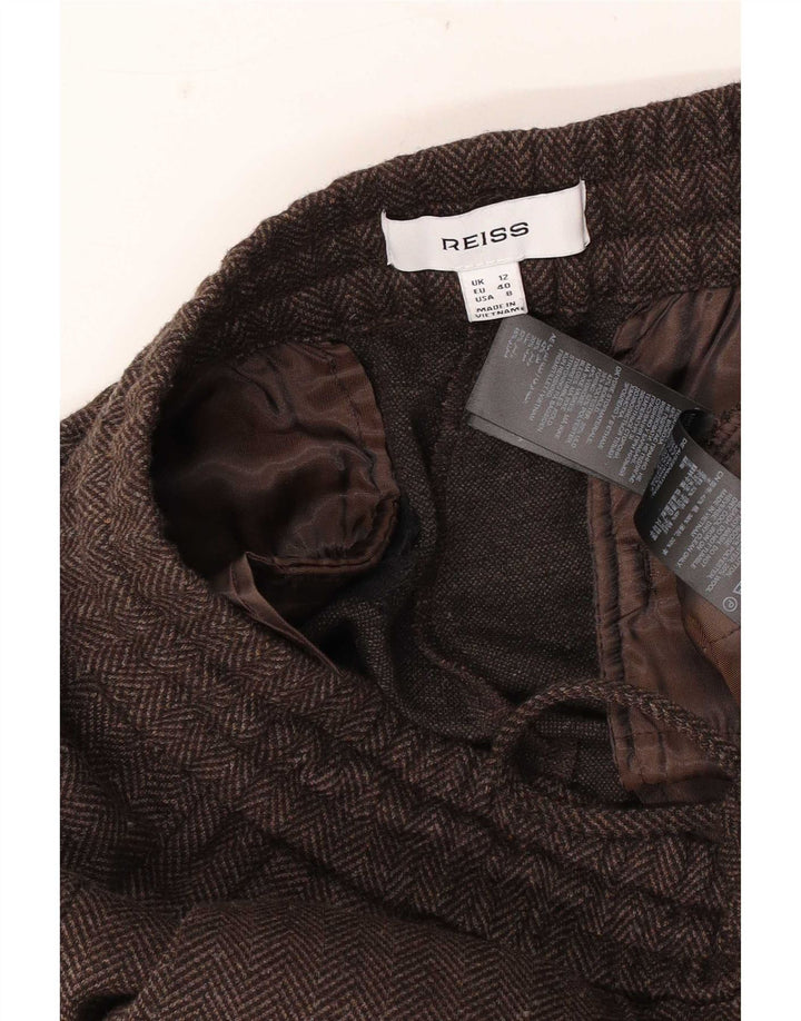 Reiss Γυναικεία φόρμα παντελόνι UK 12 Μεσαίο καφέ βαμβακερό ψαροκόκκαλο