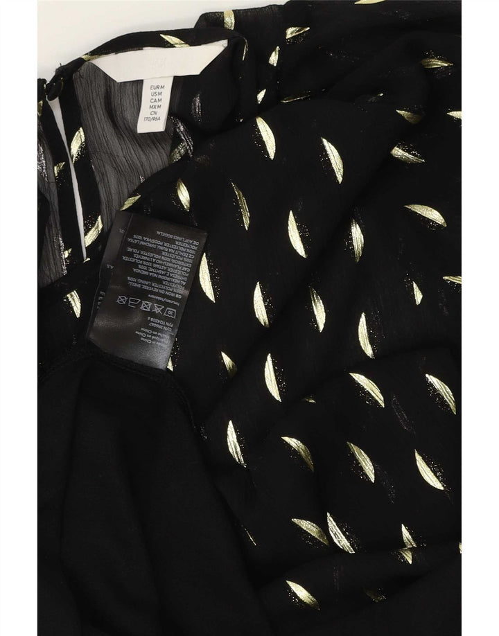 Γυναικείο μάξι φόρεμα H&M UK 14 μεσαίου μαύρου στίγματος πολυεστέρας