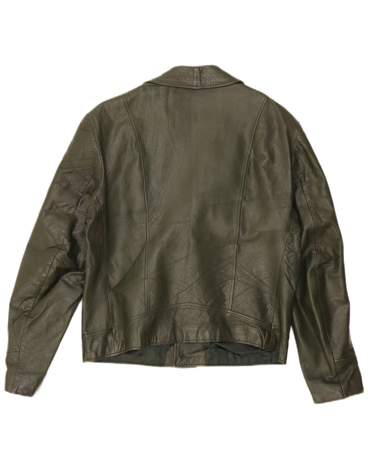 Vintage Ανδρικό Δερμάτινο Μπουφάν IT 52 XL Χακί