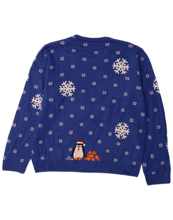 Ανδρικό πουλόβερ Marks & Spencer Crew Neck Jumper XL Blue Fair Isle Acrylic