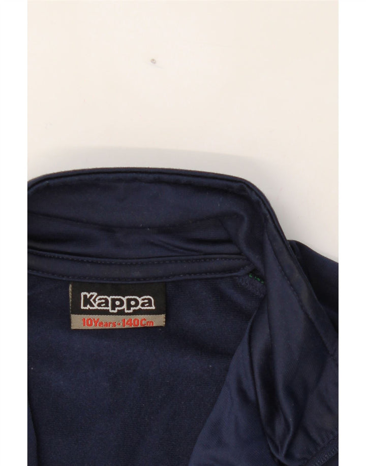 KAPPA Boys Graphic Tracksuit Top Jacket 9-10 Years Navy Blue Colourblock Vintage Kappa and Second-Hand Kappa from Messina Hembry 