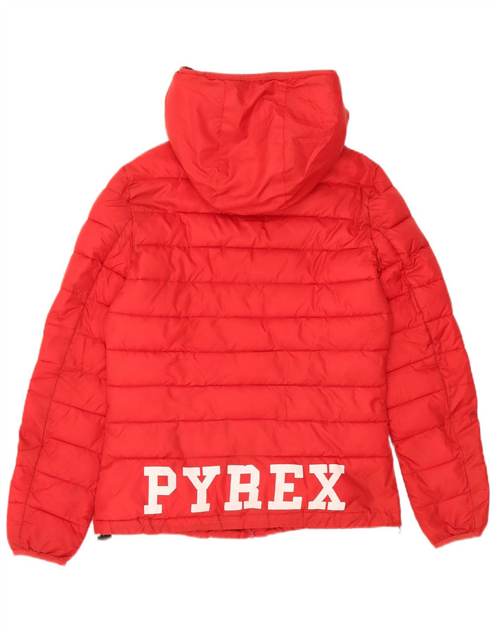 Γυναικείο μπουφάν Pyrex με κουκούλα με κουκούλα με επένδυση UK 10 μικρό κόκκινο πολυεστέρα