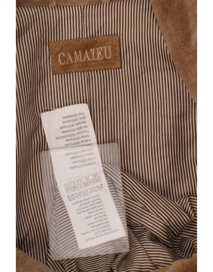 CAMAIEU Γυναικείο Suede Jacket UK 8 Small Beige Leather