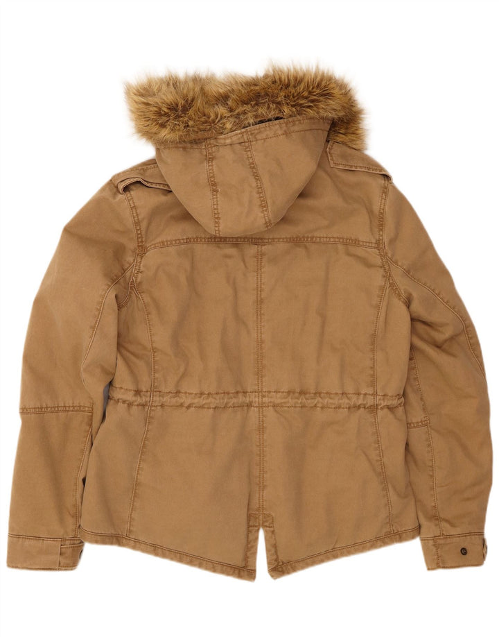 LEVI'S Γυναικείο μπουφάν Parka με κουκούλα UK 16 μεγάλο καφέ βαμβακερό