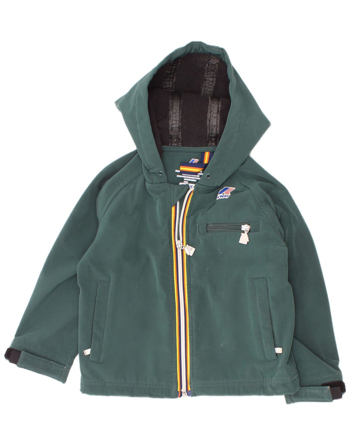 Μπουφάν K-Way Boys Hooded Windbreaker 4-5 Years Green Polyester