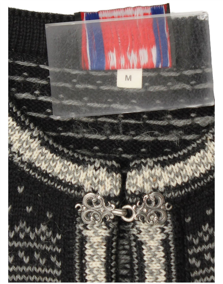 Ανδρικό πουλόβερ ζακέτα Norwool Medium Black Fair Isle New Wool