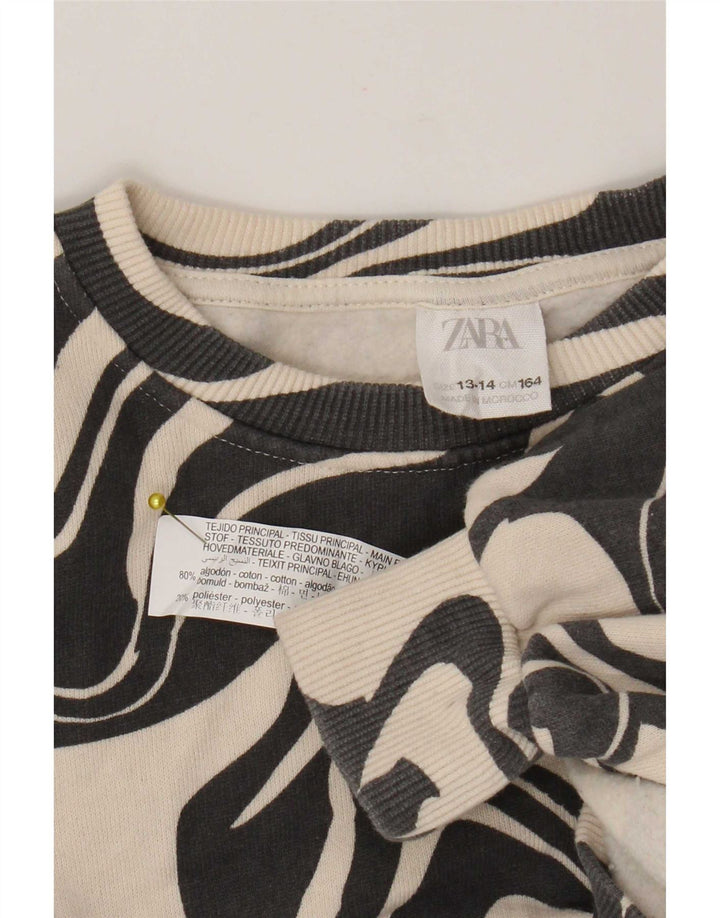 Zara Girls Abstract Pattern Φούτερ Jumper 13-14 ετών Μαύρο βαμβακερό
