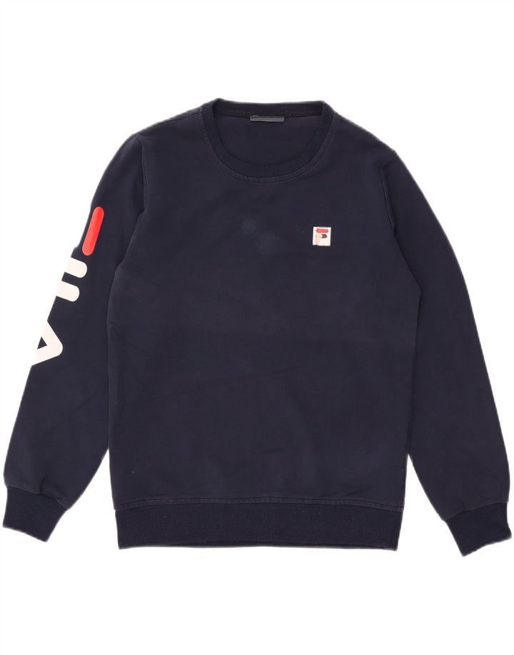 Fila Γυναικείο Γραφικό Φούτερ Jumper UK 16 Large Navy Blue Polyester