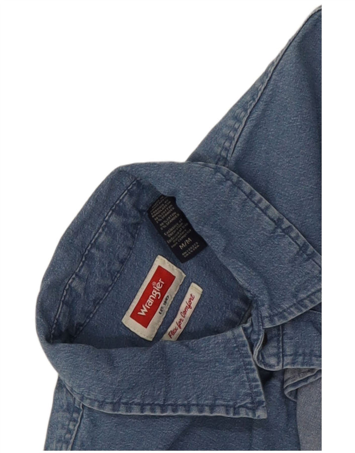 Ανδρικό κοντομάνικο τζιν πουκάμισο Wrangler μεσαίο μπλε βαμβακερό