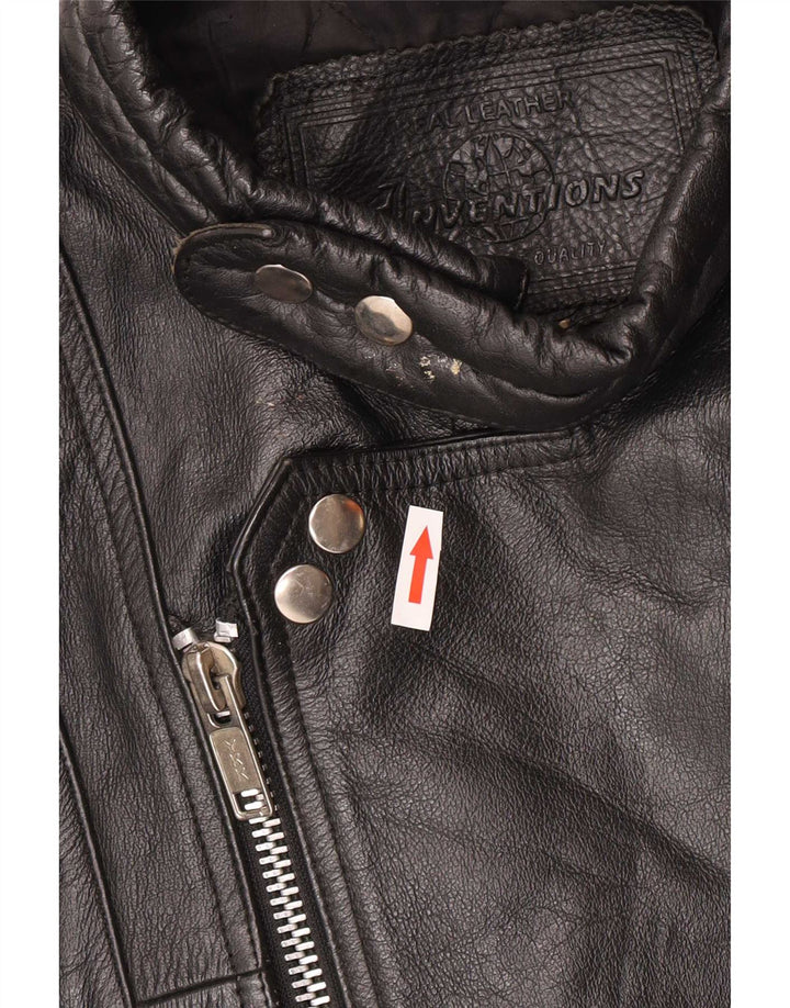 Vintage Ανδρικό Δερμάτινο Μπουφάν Biker UK 44 2XL Μαύρο