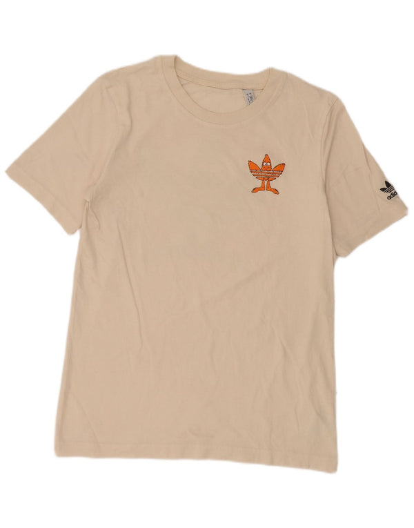 Ανδρικό γραφικό μπλουζάκι Adidas Small off λευκό βαμβακερό