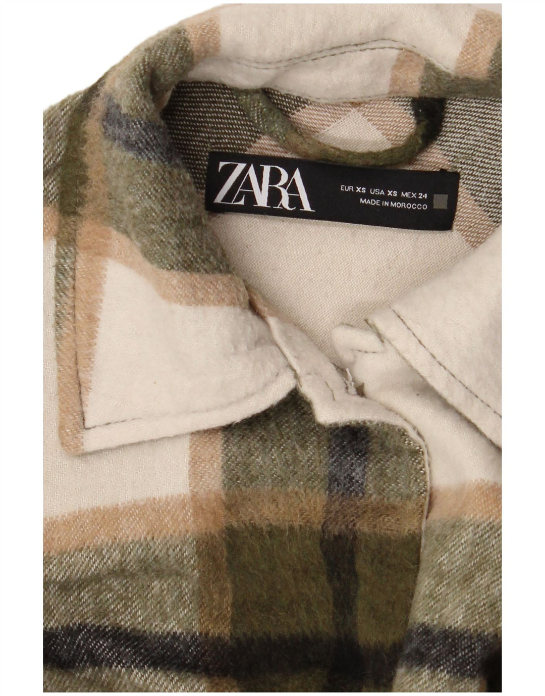 Zara Γυναικείο Σακάκι Oversized Shacket UK 6 XS Χακί Check