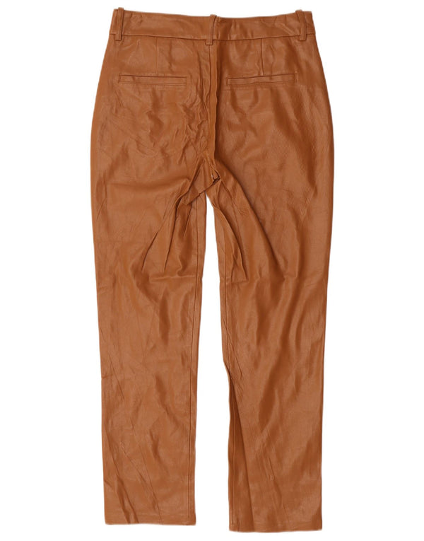 Zara Γυναικείο Slim Faux Leather Παντελόνι EU 34 2XS W24 L28 Beige Polyethylene
