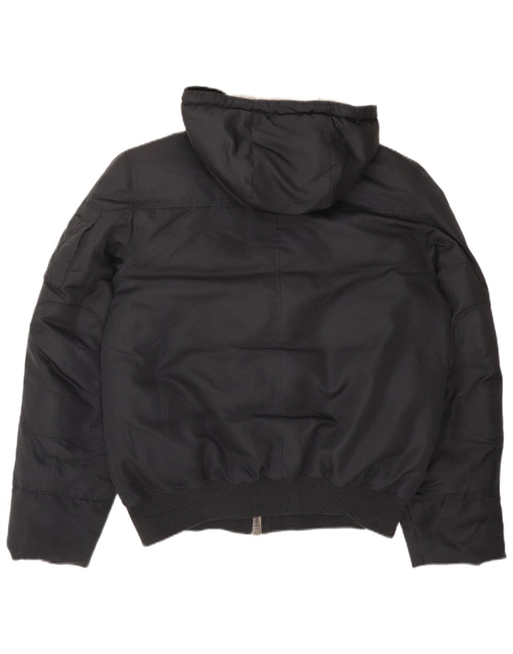 Ανδρικό μπουφάν Benetton με κουκούλα IT 54 2XL Μαύρο Πολυεστέρας