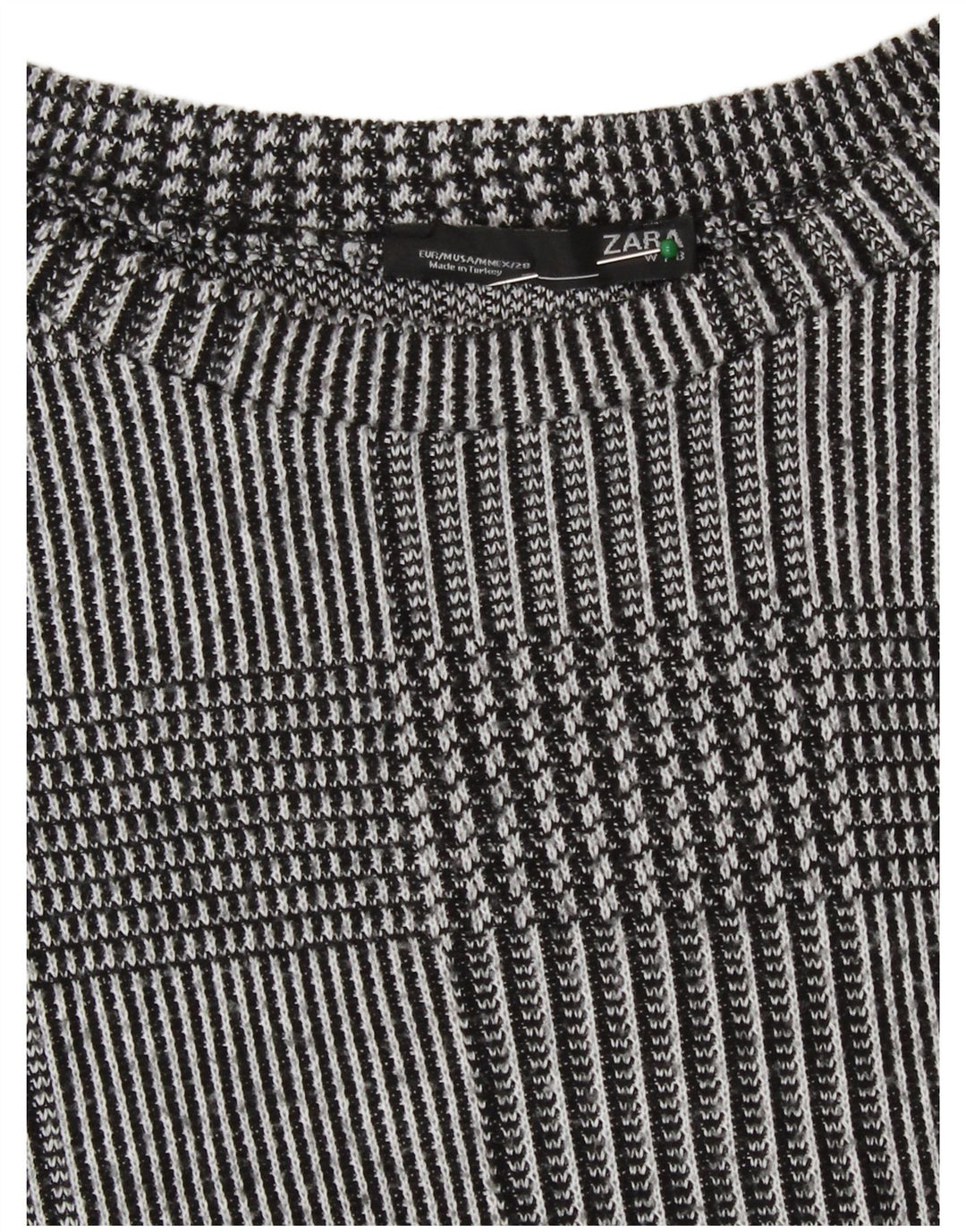 Zara Γυναικείο τοπ μακρυμάνικο UK 14 Medium Grey Houndstooth Πολυεστέρας