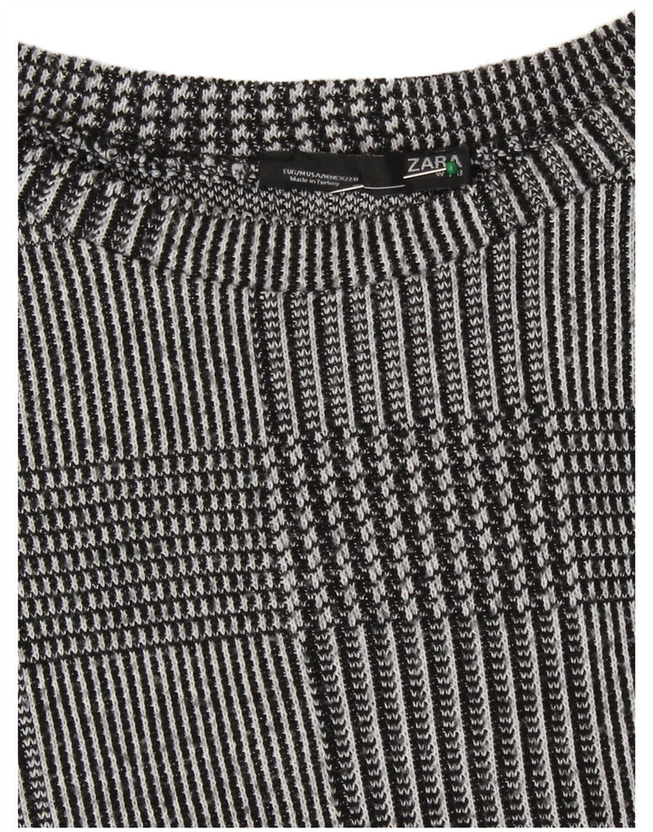 Zara Γυναικείο τοπ μακρυμάνικο UK 14 Medium Grey Houndstooth Πολυεστέρας