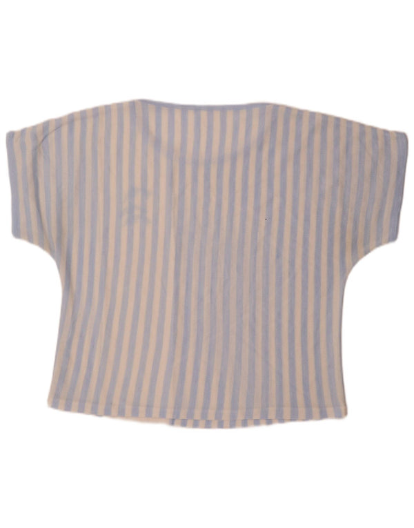 Vintage γυναικείο T-Shirt Top UK 16 Large Blue ριγέ