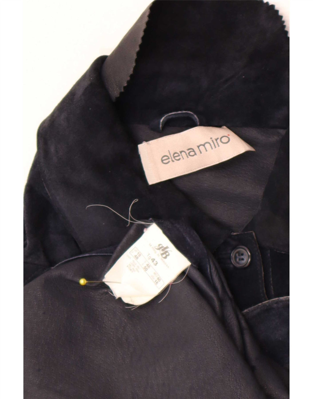 ELENA MIRO Γυναικείο Suede Jacket UK 18 XL Navy Blue Leather