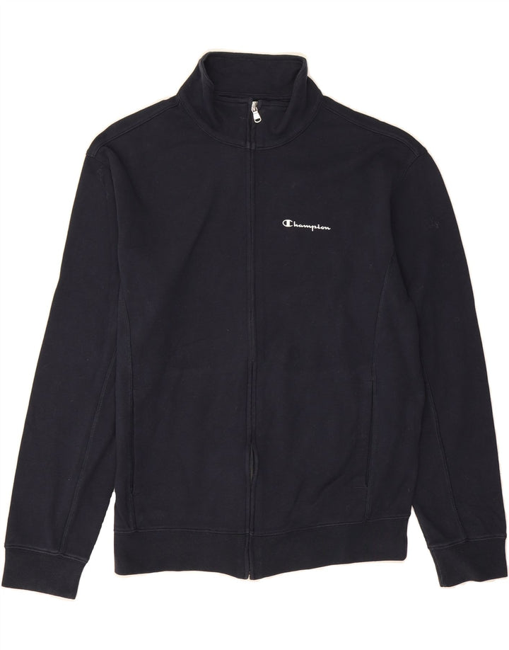 CHAMPION Womens Tracksuit Top Jacket UK 14 Medium Navy Blue Cotton Vintage Champion and Second-Hand Champion from Messina Hembry 