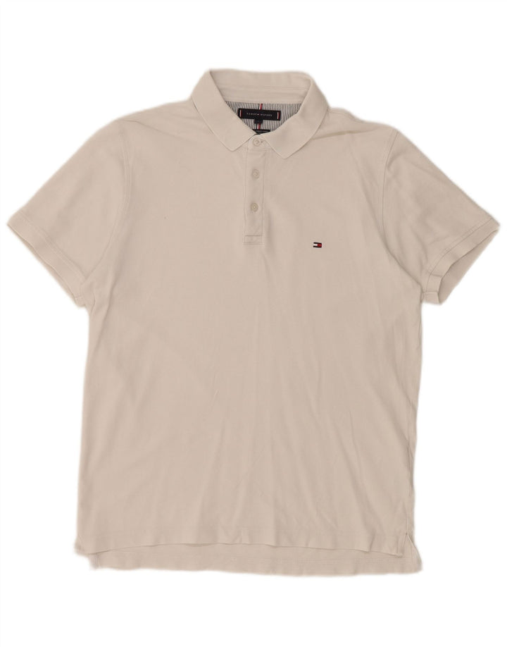 Tommy Hilfiger Ανδρικό πουκάμισο Polo Slim Fit μεγάλο λευκό βαμβακερό