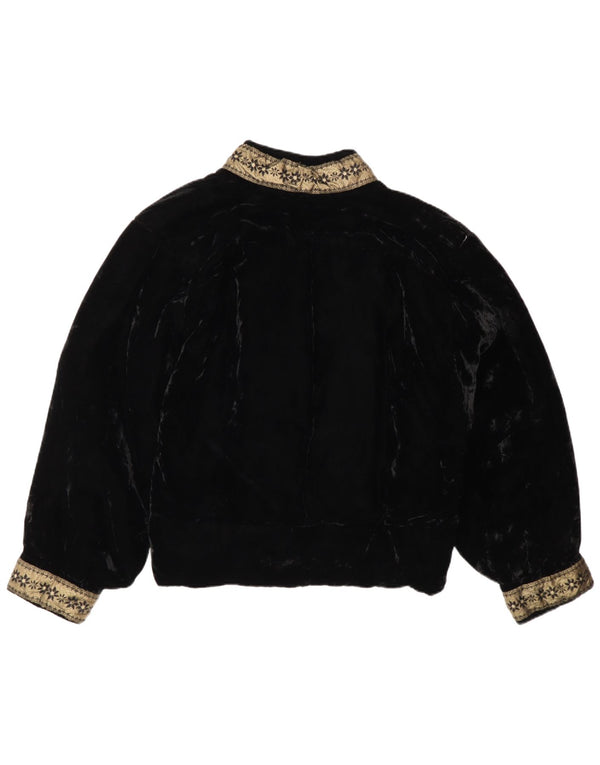 Vintage Γυναικείο Velvet Blazer Jacket UK 16 Large Black Colourblock