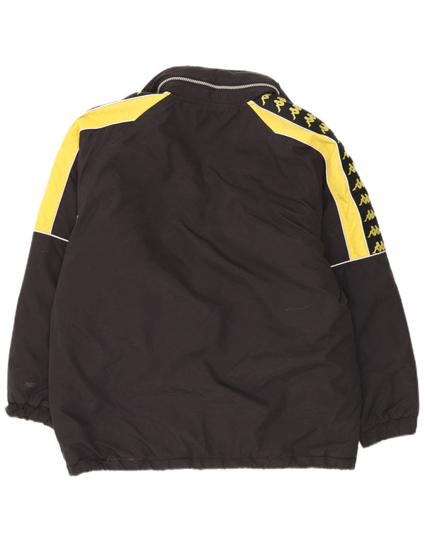 Kappa Boys Graphic Hooded Windbreaker Jacket 15-16 Years Black Colourblock