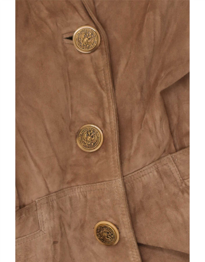 Vintage γυναικείο σουέτ πανωφόρι UK 14 Medium Beige Leather