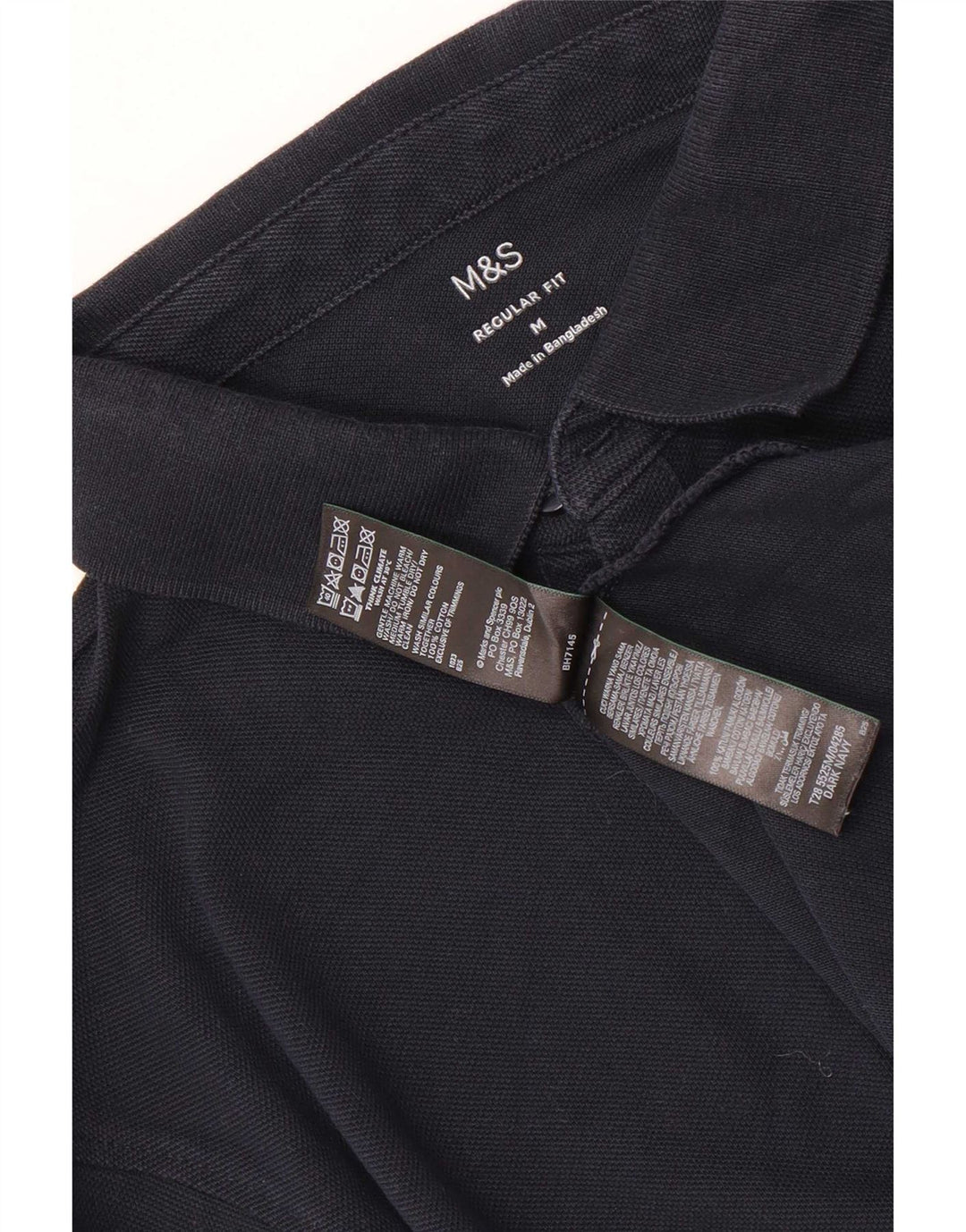 Marks & Spencer Ανδρικό μακρυμάνικο πουκάμισο πόλο με κανονική εφαρμογή, μεσαίο μπλε ναυτικό