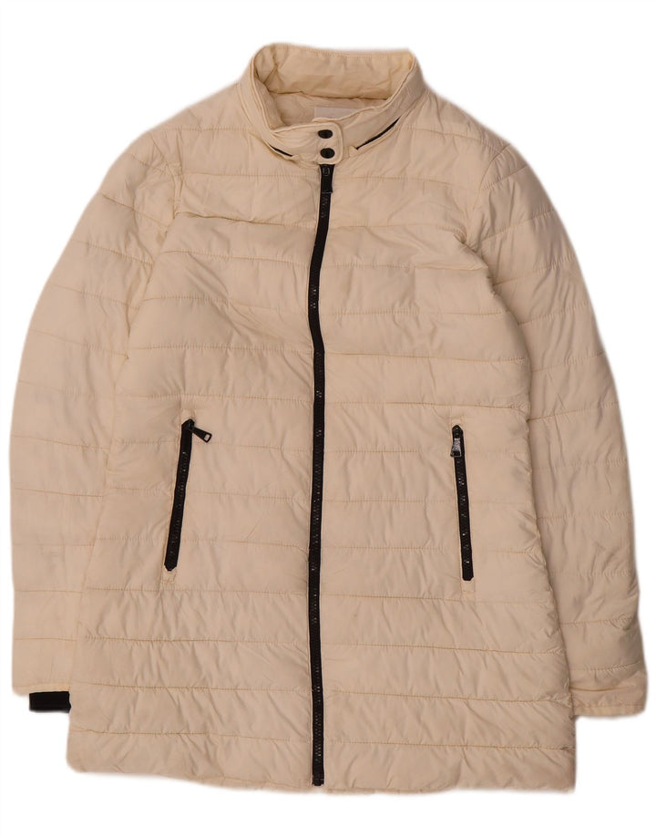 Zara Γυναικείο παλτό UK 10 Small Off White Polyester