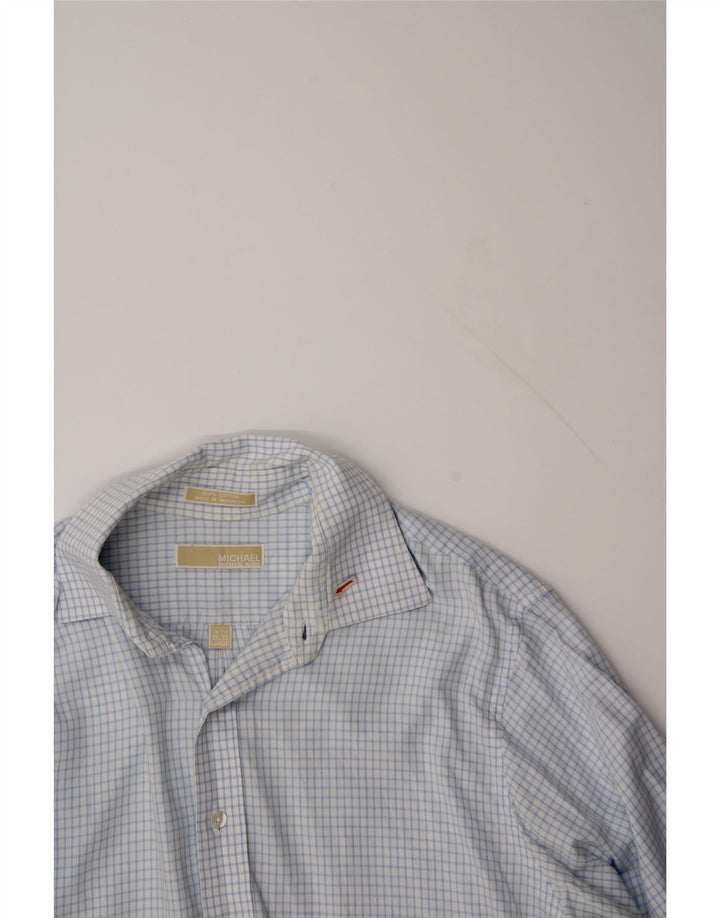 MICHAEL KORS Mens Shirt Size 16 1/2 Large Blue Check Cotton Vintage Michael Kors and Second-Hand Michael Kors from Messina Hembry 