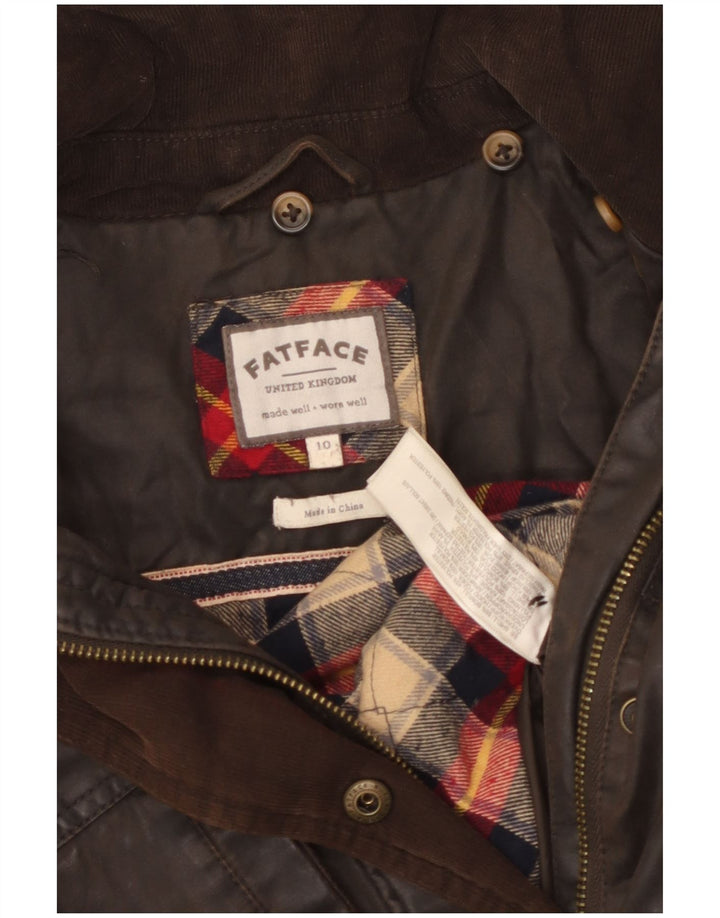 FAT FACE Γυναικείο υπερμεγέθη κερωμένο βαμβακερό μπουφάν UK 10 Μικρό καφέ βαμβάκι