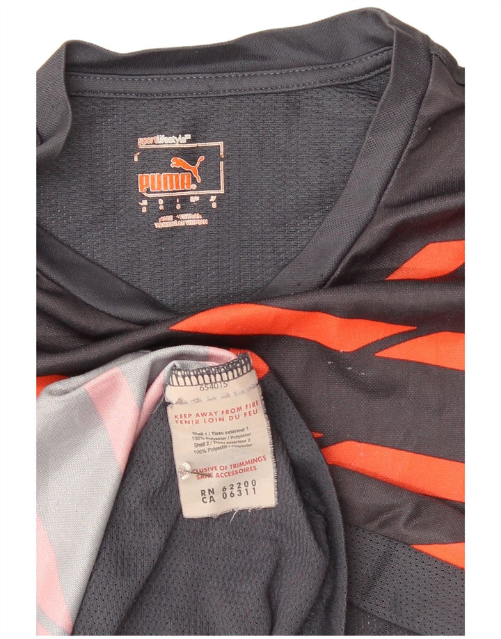 Puma Ανδρικό T-Shirt Top Μικρό Γκρι Ριγέ Πολυεστέρας